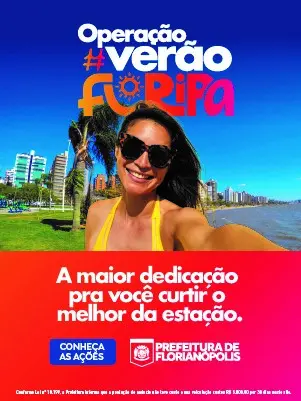 Anúncio Operação Verão - Prefeitura de Florianópolis - Clube do Champanhe