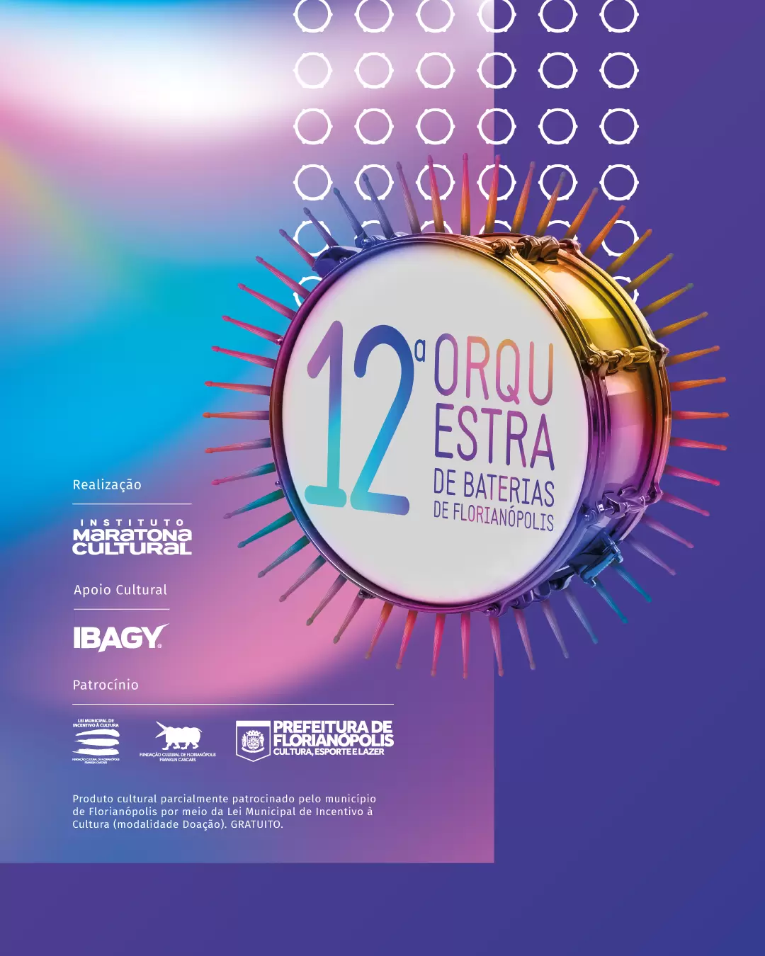 Maior orquestra de baterias das Américas retorna ao Largo da Catedral em Florianópolis