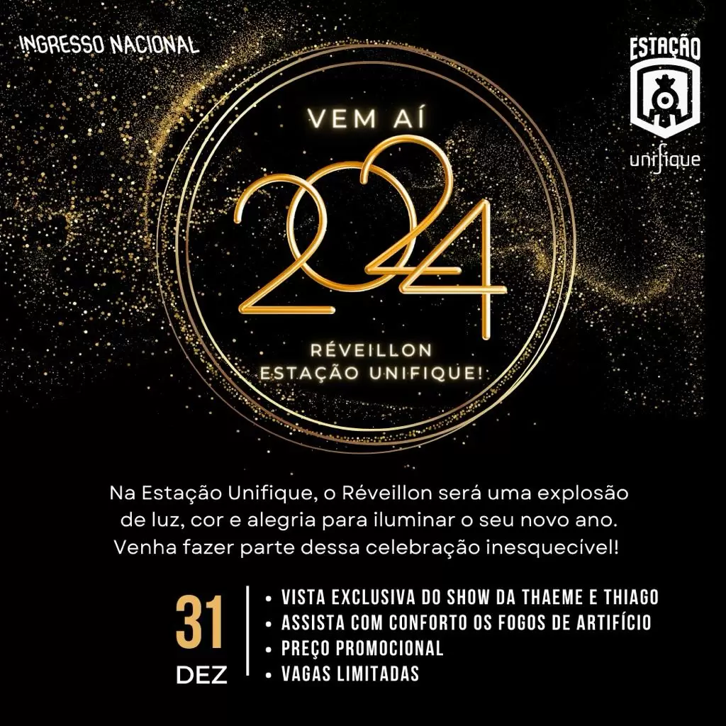 Réveillon na Estação Unifique terá vista privilegiada do show nacional de Thaeme & Thiago