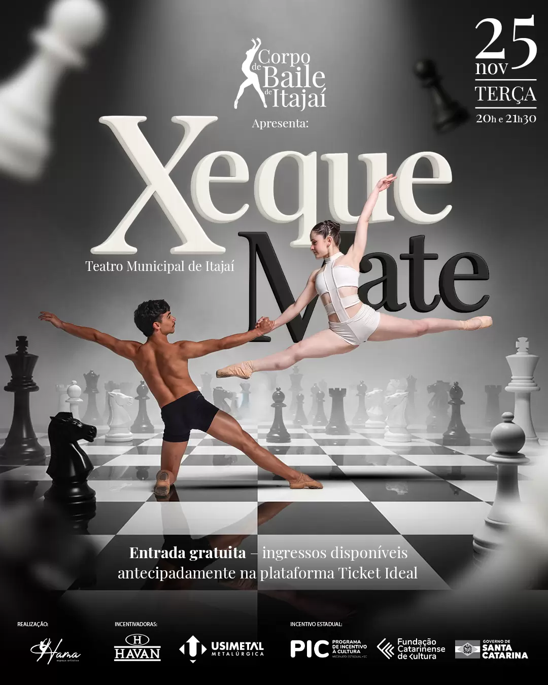 Corpo de Baile de Itajaí abre segunda sessão do espetáculo gratuito “Xeque-Mate”