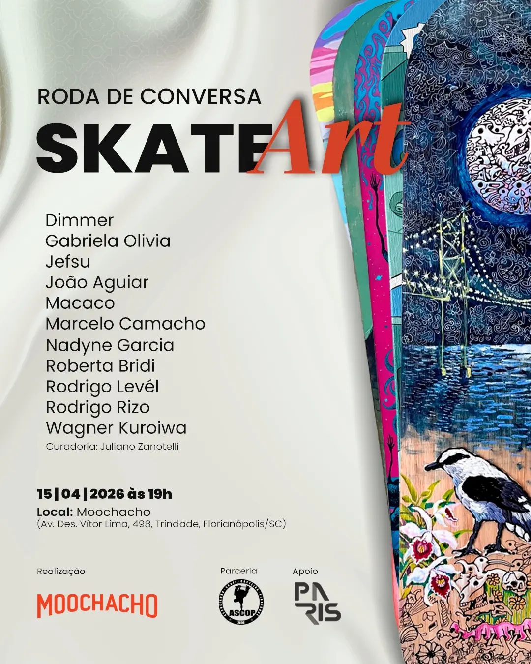 Artistas da exposição “Skate Art” participam de roda de conversa