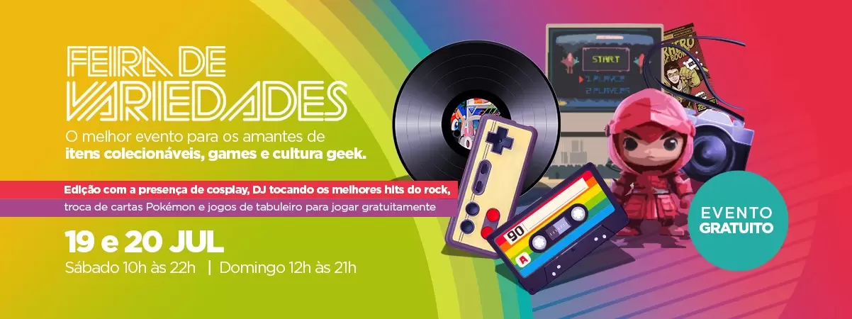 Feira de Variedades celebra o mês do Rock com atrações para colecionadores e fãs da cultura pop no Shopping Itaguaçu