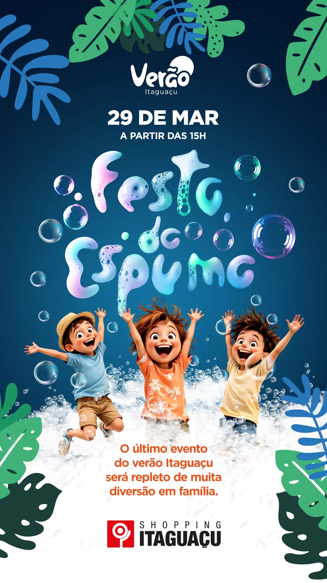 Festa da Espuma encerra a programação de verão do Shopping Itaguaçu