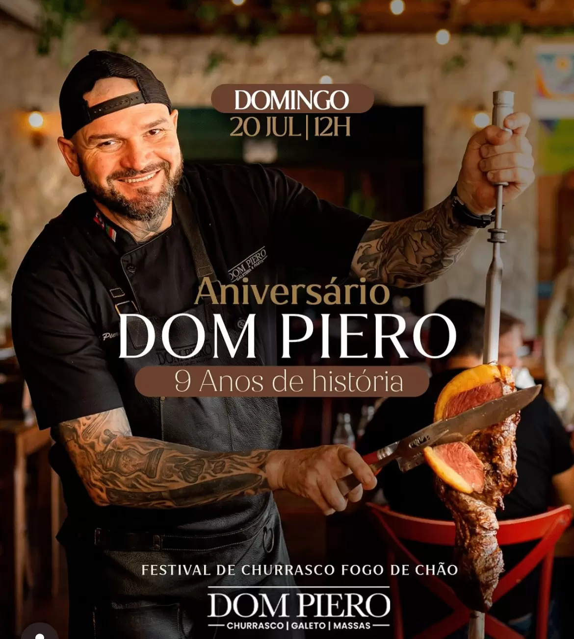 Dom Piero comemora nove anos de história com festival de churrasco em formato inédito em São José