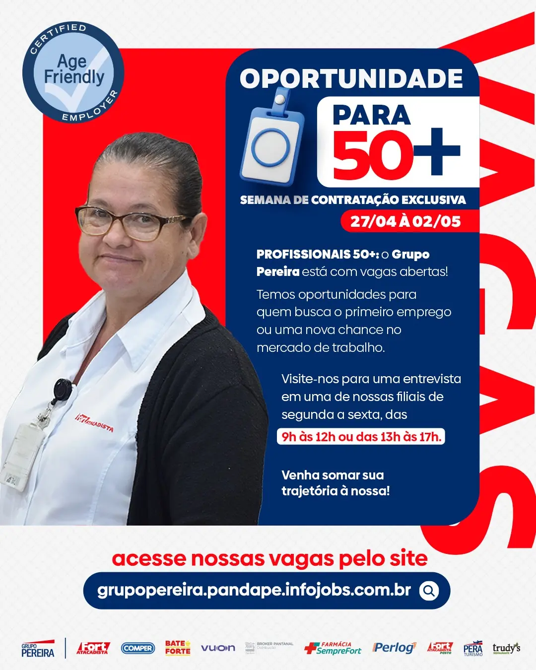 Grupo Pereira abre 910 vagas em SC em feirão exclusivo para profissionais 50+