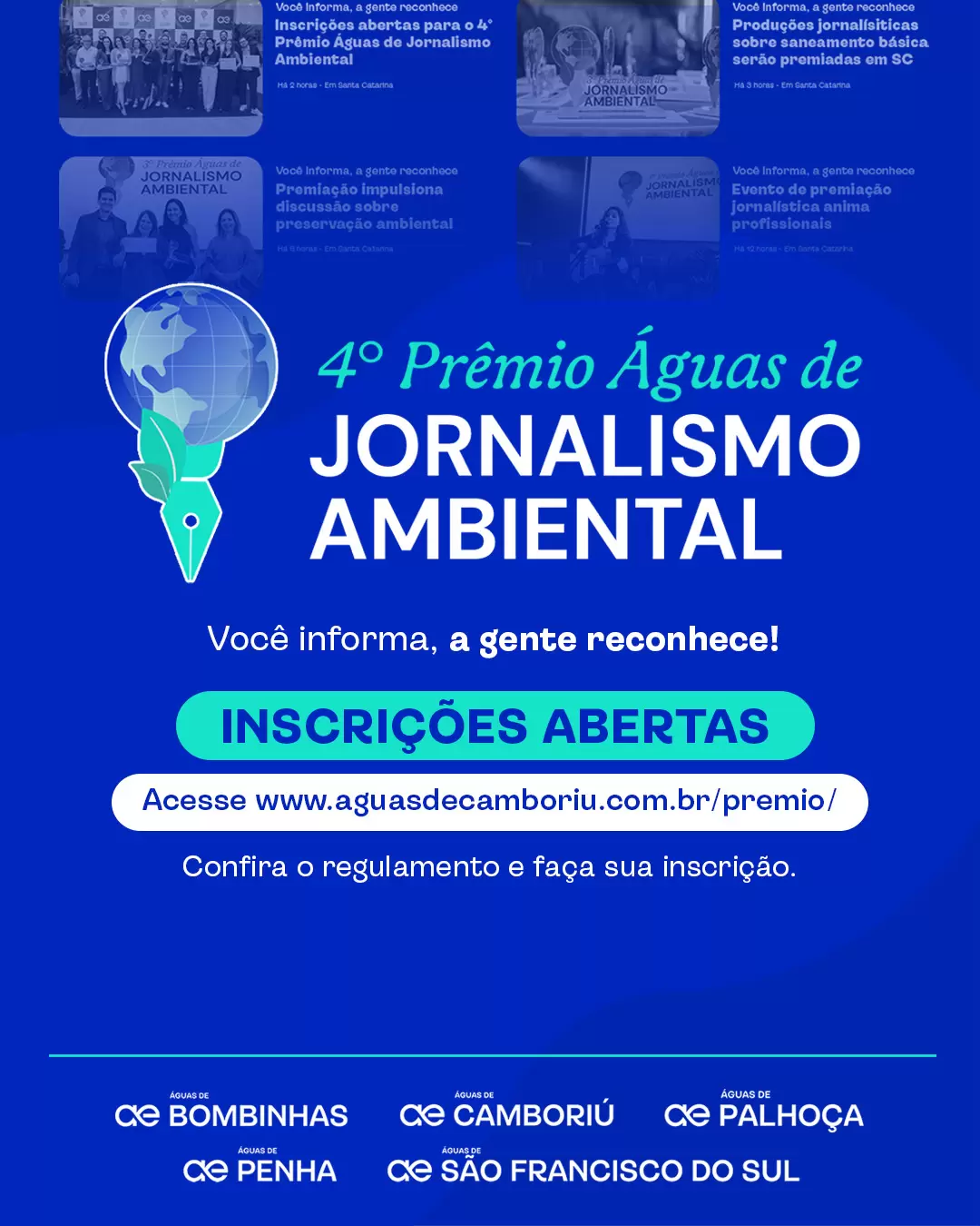 AEGEA SC comemora Semana da Água com lançamento do 4º Prêmio Águas de Jornalismo Ambiental