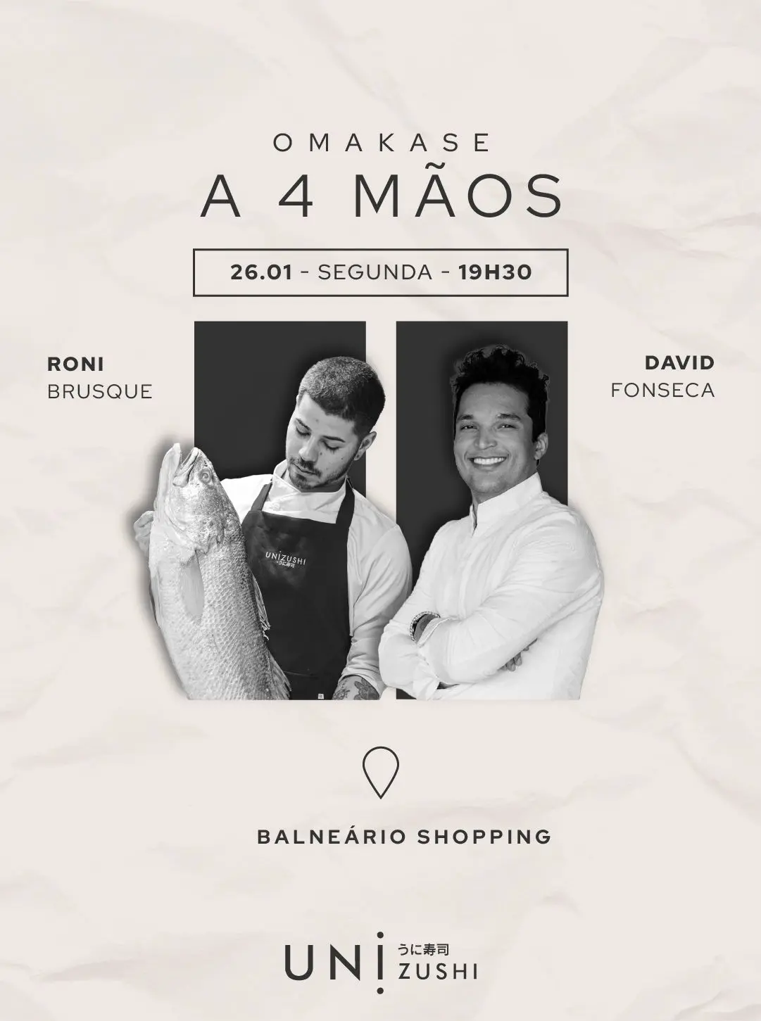 UNIZUSHI promove omakase a quatro mãos com chef convidado David Fonseca