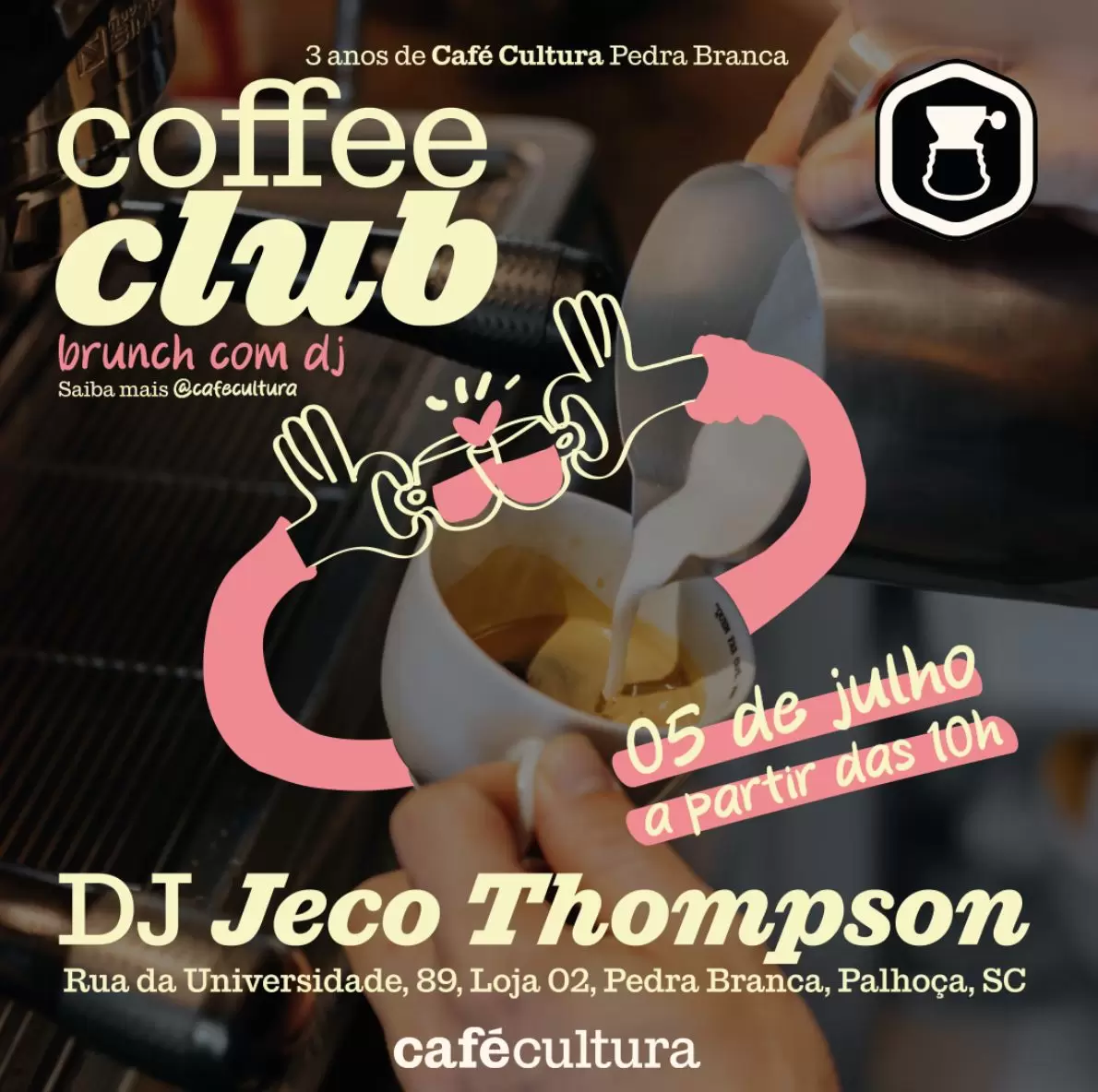 Café Cultura Pedra Branca comemora 3 anos com brunch musical e balada diurna