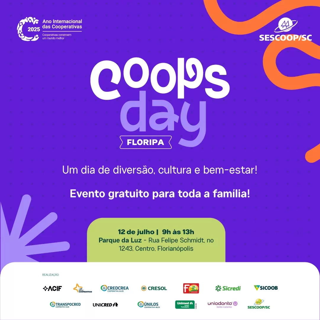  Dia Internacional do Cooperativismo será comemorado no Parque da Luz, em Florianópolis