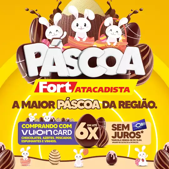 Lojas do Fort tem programação de Páscoa com chegada do coelhinho e atrações para as crianças neste sábado (01)