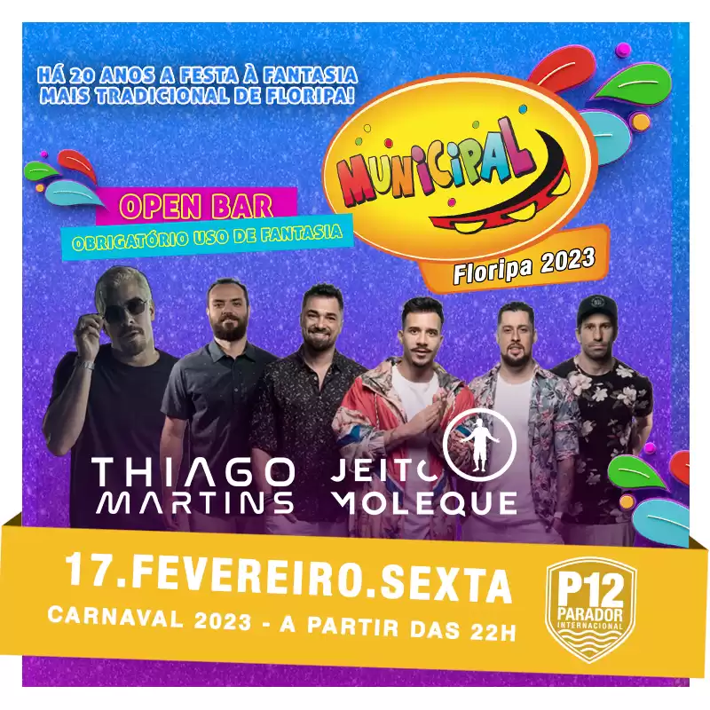 Municipal da Raça abre o Carnaval 2023 do P12, com Thiago Martins e Jeito Moleque, na sexta-feira (17)